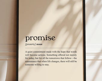 Promise Definition Print | Romantic Typography Wall Art (Digital Download)