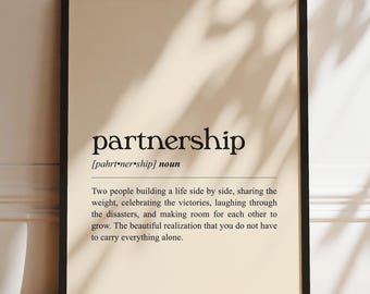 Partnership Definition Print | Romantic Wall Art (Digital Download)
