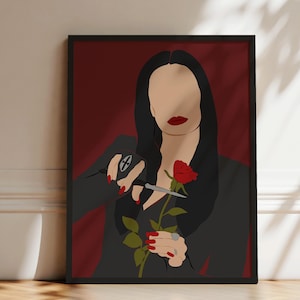 Morticia Addams Portrait | Addams Family Art Print | Halloween Poster | Spooky Decor | Boho Wall Art | Printable Artwork | Digital Download