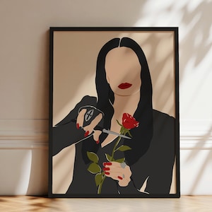 Morticia Addams Portrait | Addams Family Art Print | Halloween Poster | Spooky Decor | Boho Wall Art | Printable Artwork | Digital Download