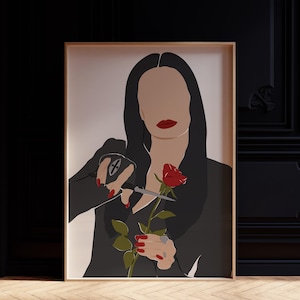 Morticia Addams Portrait | Addams Family Art Print | Halloween Poster | Spooky Decor | Boho Wall Art | Printable Artwork | Digital Download