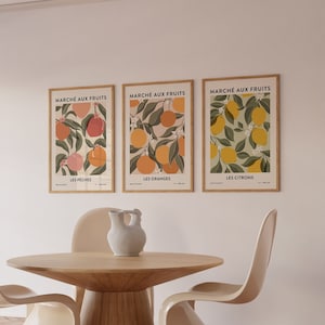 Pfirsiche, Orangen & Zitronen Kunstdruck-Bundle | Obst Markt Print | Abstrakte Kunst | Poster mit Pflanzenmotiv Druckbare Kunst | Digitaler Download