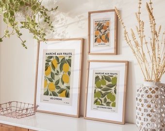 Limes Oranges & Lemons Art Print Bundle | Fruit Market Print | Abstract Wall Art | Botanical Poster | Printable Kitchen Art | Boho Artwork