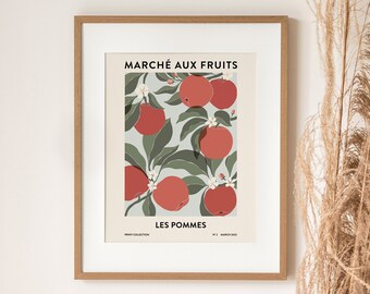 Red Apple Botanical Print | Fruit Market Poster (Digital Download)