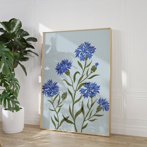 Cornflowers Art Print | Abstract Wall Art | Flower Market | Botanical Poster | Cornflower Illustration | Printable Art | Instant Download