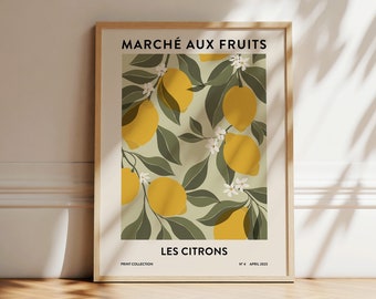 Lemons Print | Fruit Market Print | Abstract Wall Art | Botanical Poster | Lemon Illustration | Printable Kitchen Wall Art | Boho Artwork