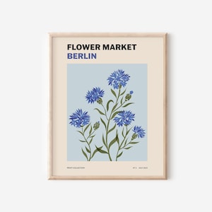 Flower Market Print | Cornflower Art Print | Abstract Wall Art | Botanical Poster | Berlin Flower Market | Printable Wall Art | Boho Artwork
