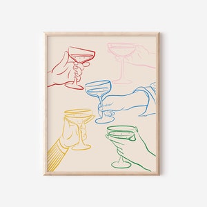 Cheers Print | Cocktail Bar Cart Print | Bar Cart Wall Decor | Cheers Poster | Champagne Wall Art | Printable Wall Art | Instant Download