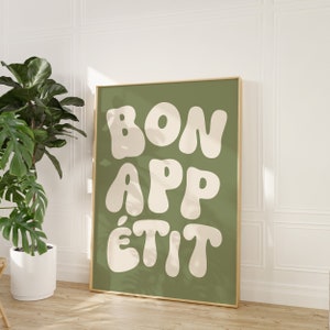 Bon Appetit Typography Poster | French Art Print | Trendy Typography Print | Kitchen Wall Decor | Maximalist Wall Art | Printable Artwork