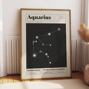 Aquarius Star Constellation Art Print | Zodiac Constellation Wall Art | Neutral Decor | Astrology Poster | Printable Art | Instant Download