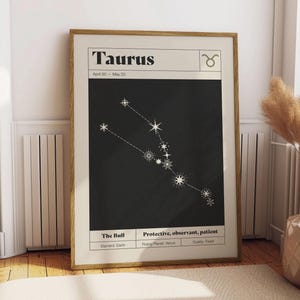 Taurus Star Constellation Art Print | Zodiac Astrology Poster (Instant Download)