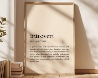 Introvert Definition Print | Minimalist Personality Wall Art (Digital Download)
