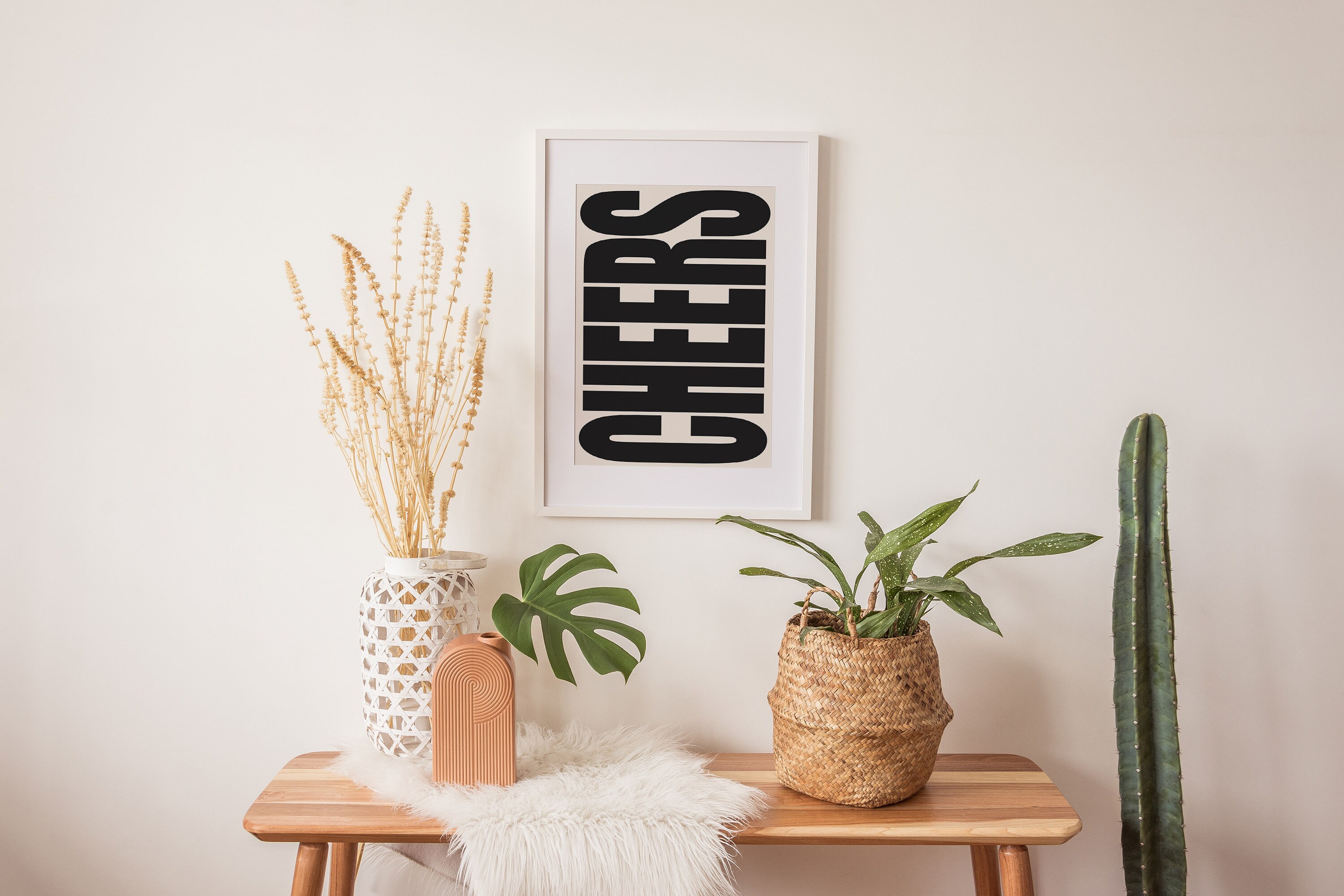Cheers Print | Typography Poster | Trendy Wall Art | Retro Poster ...