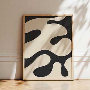 Japandi Abstract Wall Art Print | Beige Black Neutral Minimalist Poster (Digital Download)