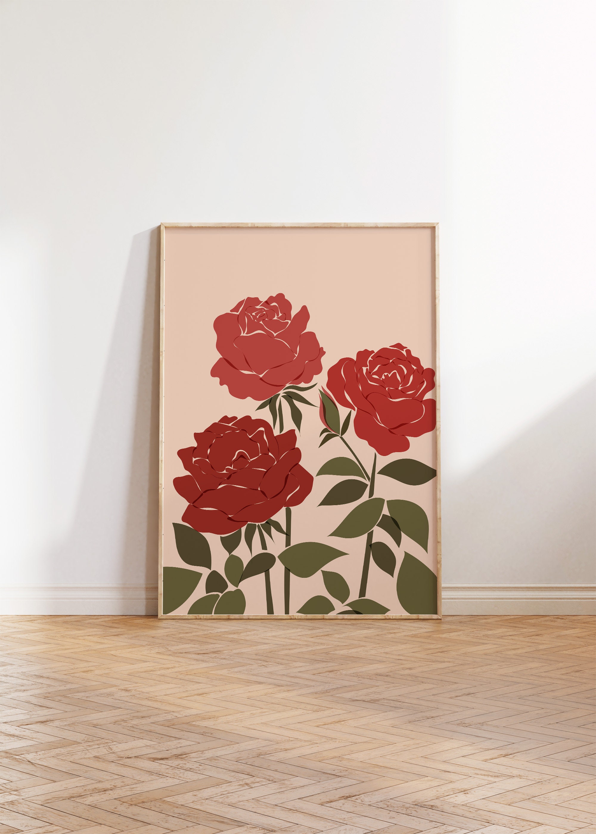 Red Rose Art Print | Abstract Floral Wall Decor (instant Download) - Etsy