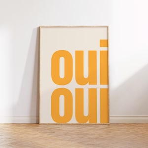 Oui Oui Print | Typography Poster | Trendy Wall Art | French Retro Poster | Type Art | Gallery Wall Art | Printable Art | Digital Download