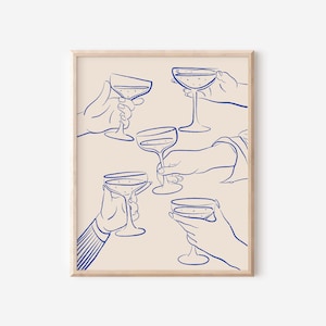 Cheers Print | Cocktail Bar Cart Print | Bar Cart Wall Decor | Cheers Poster | Champagne Wall Art | Printable Wall Art | Instant Download