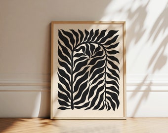 Matisse-Inspired Botanical Branch Art Print | Retro Abstract Plant Print | Groovy Poster | 70s Floral Artwork | Trendy Retro Botanical Print