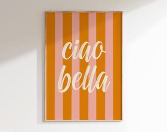 Ciao Bella Print | Striped Italian Poster, Trendy Wall Art (Digital Download)
