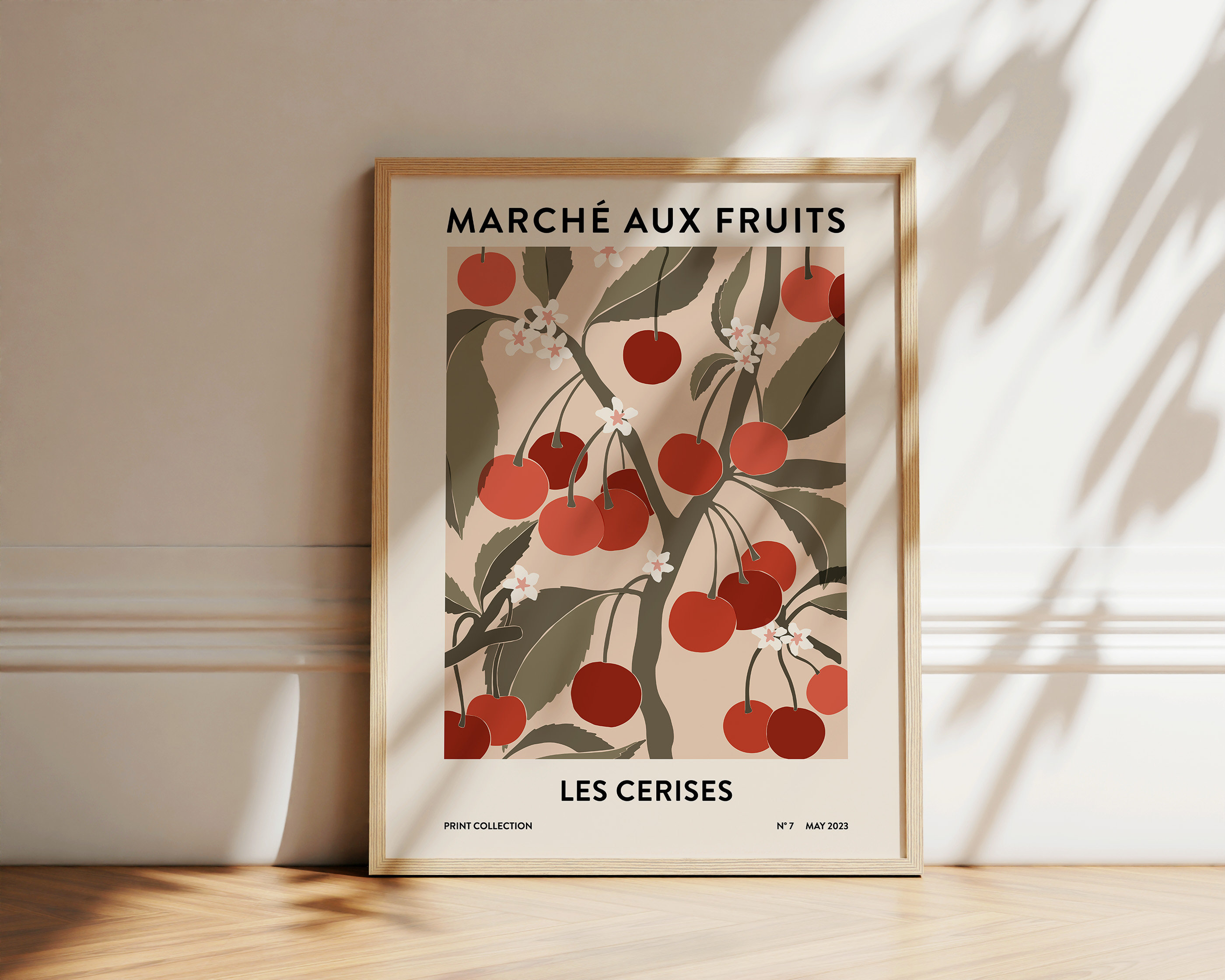 Cherries Print | Fruit Market Print | Abstract Wall Art | Botanical Poster | Cherry Illustration | Printable Kitchen Art | Digital Download