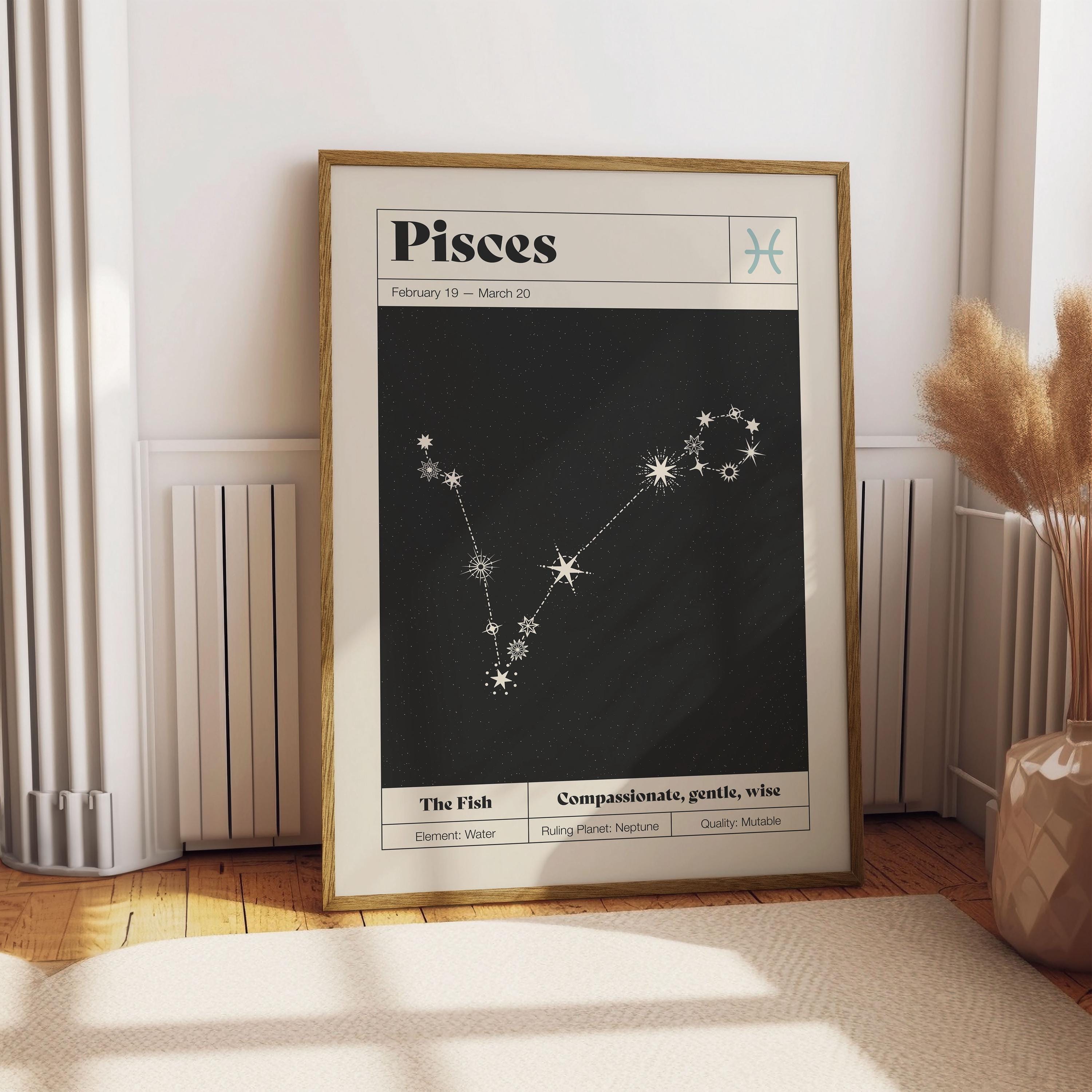 Pisces Star Constellation Art Print | Zodiac Astrology Poster (instant ...