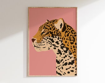 Jaguar Art Print | Jungle Wall Art | Modern Boho Artwork | Big Cat Poster | Jaguar Illustration | Jungle Safari Art | Printable Wall Art