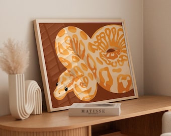 Impression d'art python globulaire coloré | Décoration safari dans la jungle (téléchargement numérique)