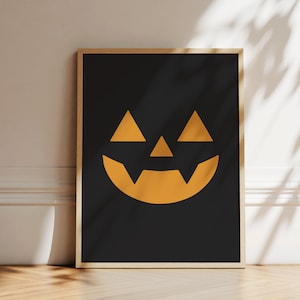 Minimalist Pumpkin Face | Jack-O-Lantern Wall Art | Spooky Decor | Modern Halloween Print | Autumn Decor | Pumpkin Print | Instant Download