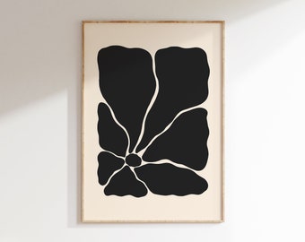 Retro Abstract Flower Art Print | Groovy Flower Poster | Matisse-Inspired Flower Print | 70s Floral Artwork | Trendy Retro Botanical Print