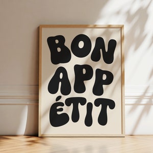 Bon Appetit Typography Poster | French Art Print | Trendy Typography Print | Kitchen Wall Decor | Maximalist Wall Art | Printable Artwork