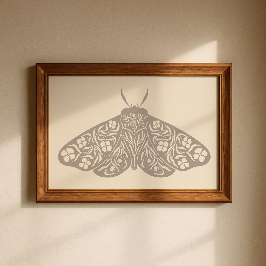 Folk Art Moth Print | Cottagecore Scandinavian Decor (digital Download ...