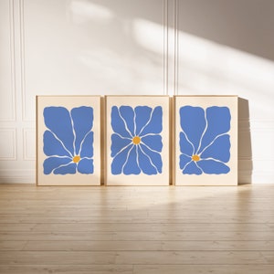 Conjunto de 3 estampados de arte floral retro / carteles de flores groovy / flores inspiradas en Matisse / estampados florales de los años 70 / estampados botánicos / arte imprimible
