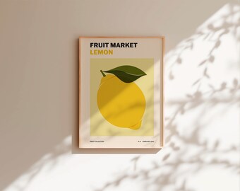 Lemon Fruit Market Print | Abstract Kitchen Wall Art (Digital Download)