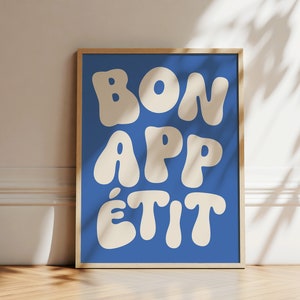 Bon Appetit Typography Poster | French Art Print | Trendy Typography Print | Kitchen Wall Decor | Maximalist Wall Art | Printable Artwork