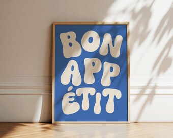 Bon Appetit French Art Print | Trendy Kitchen Wall Decor (Digital Download)