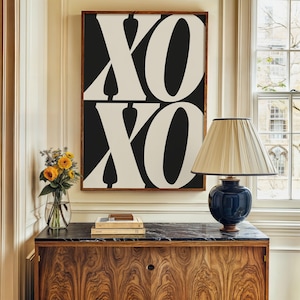 XOXO Kunstdruck | Typografie Plakat | Trendige Kunst | Retro Art Poster | Valentinstag | Umarmungen und Küsse | Druckbare Kunst | Sofort Download