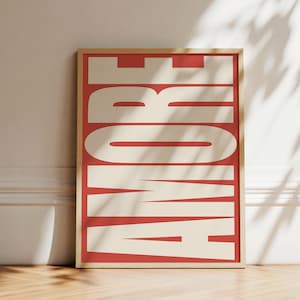 Amore Print | Typography Poster | Trendy Art | Retro Italian Type Poster | Love Poster | Gallery Wall Art | Printable Art | Instant Download