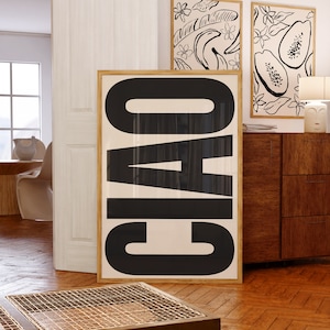 Ciao Print | Typografie Poster | Trendige Wandkunst | Italienisches Retro Poster | Neutrale Kunst | Galerie Wandkunst | Druckbare Kunst | Digitaler Download