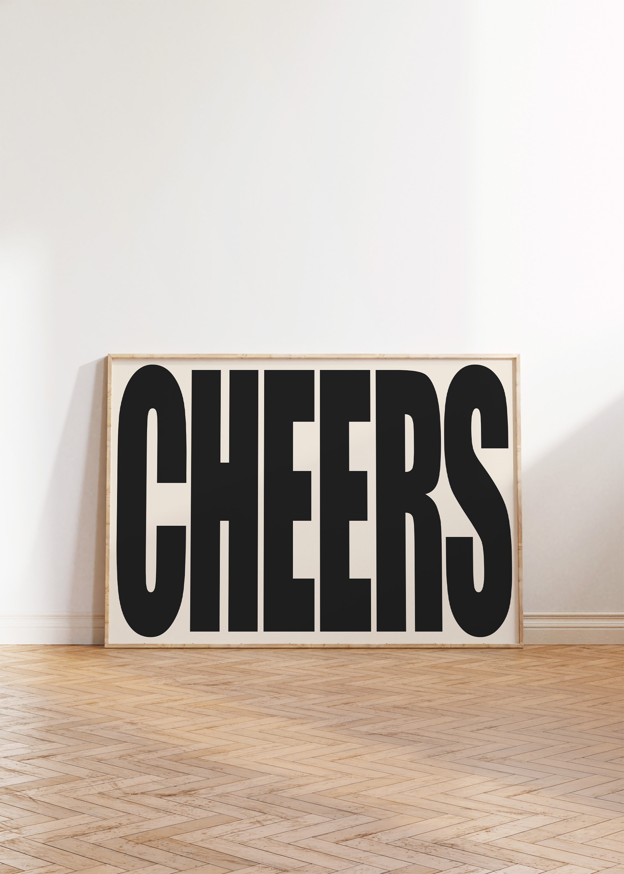 Cheers Print | Typography Poster | Trendy Wall Art | Retro Poster ...
