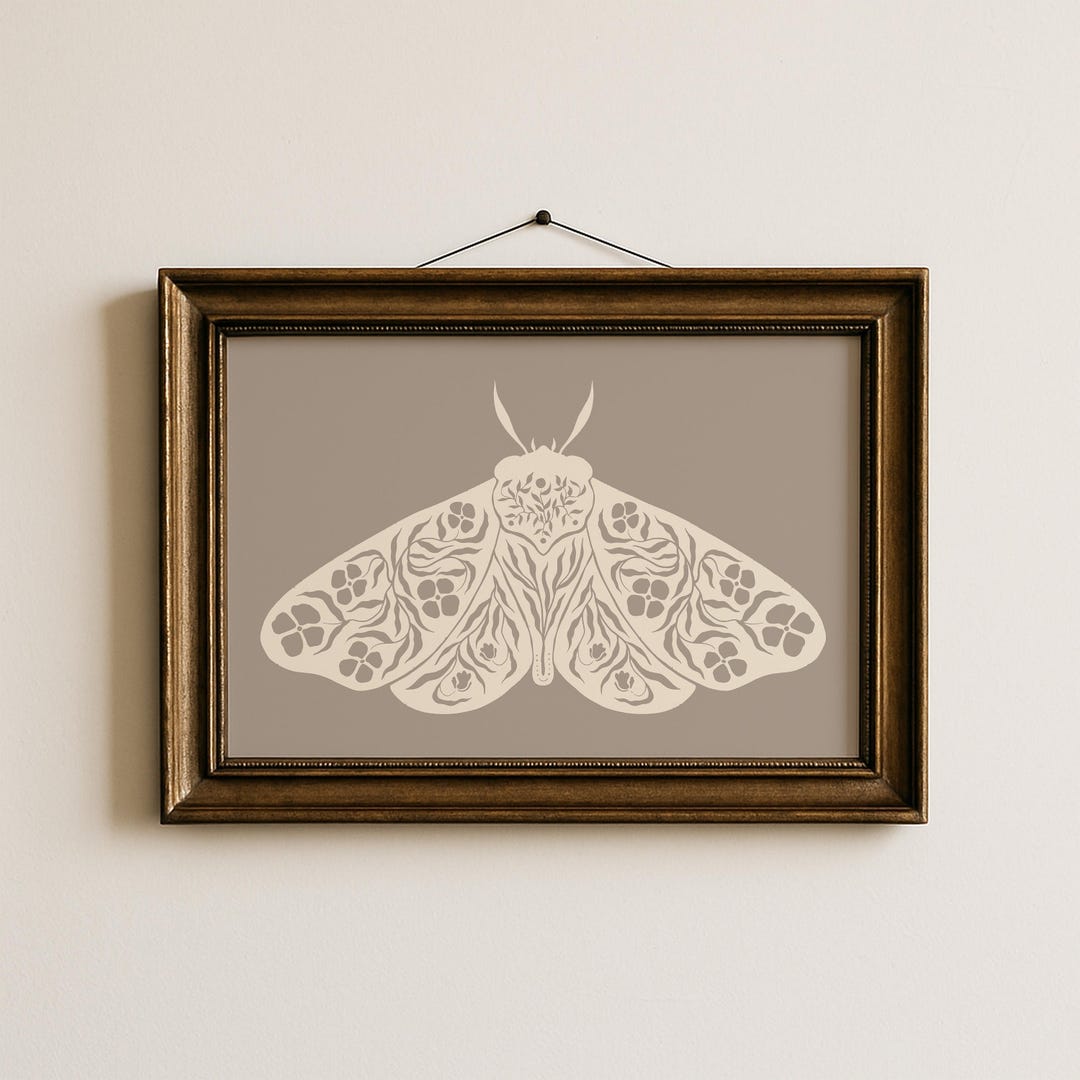 Folk Art Moth Print | Cottagecore Scandinavian Decor (digital Download ...