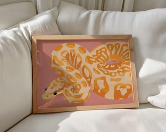 Albino bal python kunstafdruk | Jungle Safari Decor (digitale download)