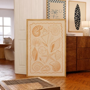 Seashells Art Print Summer Shells Print Seashell Ink Drawing Coastal ...