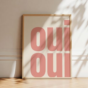 Oui Oui Print | Typography Poster | Trendy Wall Art | French Retro Poster | Type Art | Gallery Wall Art | Printable Art | Digital Download