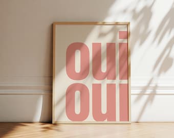 Oui Oui Print | Różowa francuska typografia retro (pobranie cyfrowe)