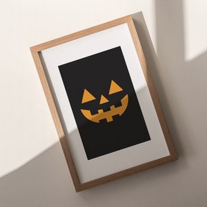 Minimalist Pumpkin Face | Jack-O-Lantern Wall Art | Spooky Decor | Modern Halloween Print | Autumn Decor | Pumpkin Print | Instant Download