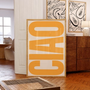 Ciao Print Typography Poster Trendy Wall Art Italian Retro Poster Yellow Art Gallery Wall Art Printable Art Digital Download image 5