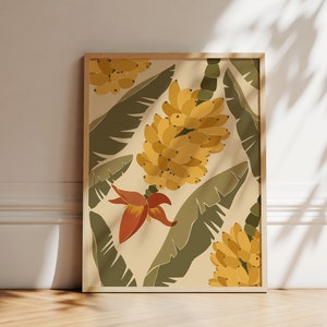 Bananas Print | Abstract Wall Art | Botanical Poster | Banana Illustration | Printable Kitchen Wall Art | Boho Artwork | Instant Download