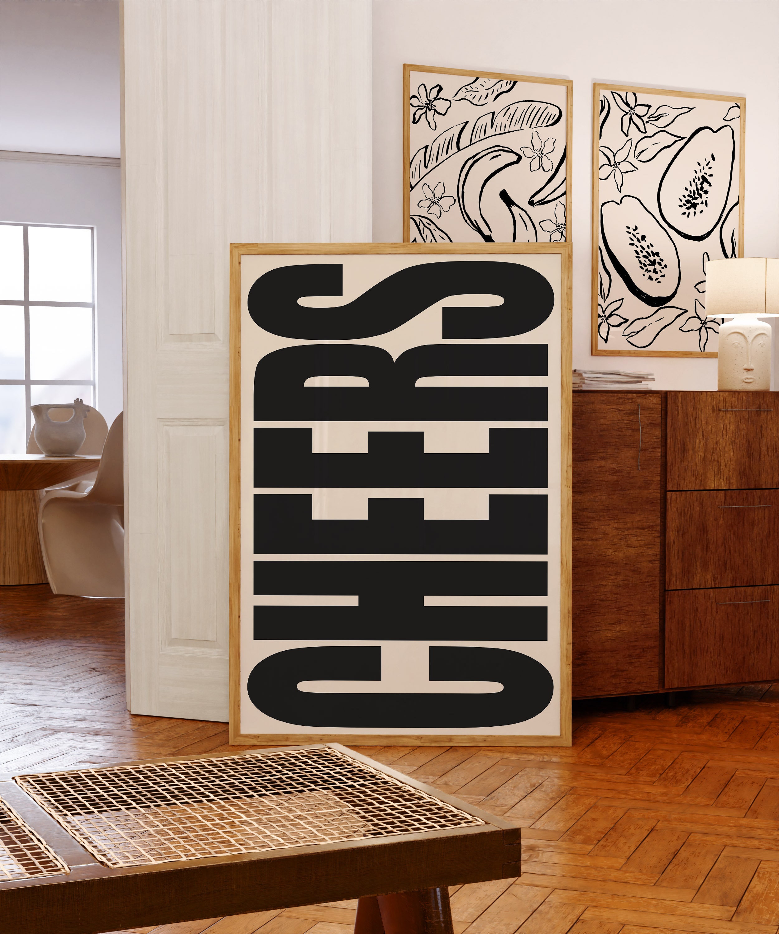 Cheers Print | Typography Poster | Trendy Wall Art | Retro Poster ...