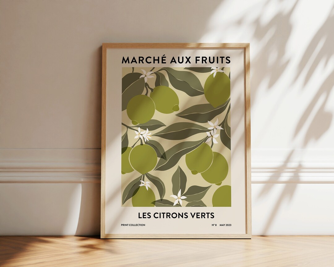Limes Print | Fruit Market Print | Abstract Wall Art | Botanical Poster | Lime Illustration ...