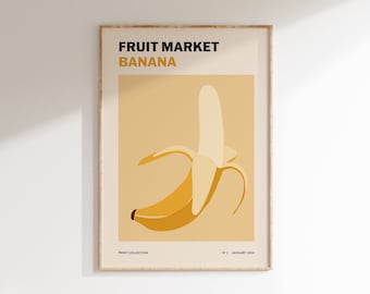 Banana Fruit Market Art Print | Trendy Kitchen Wall Decor (Digital Download)